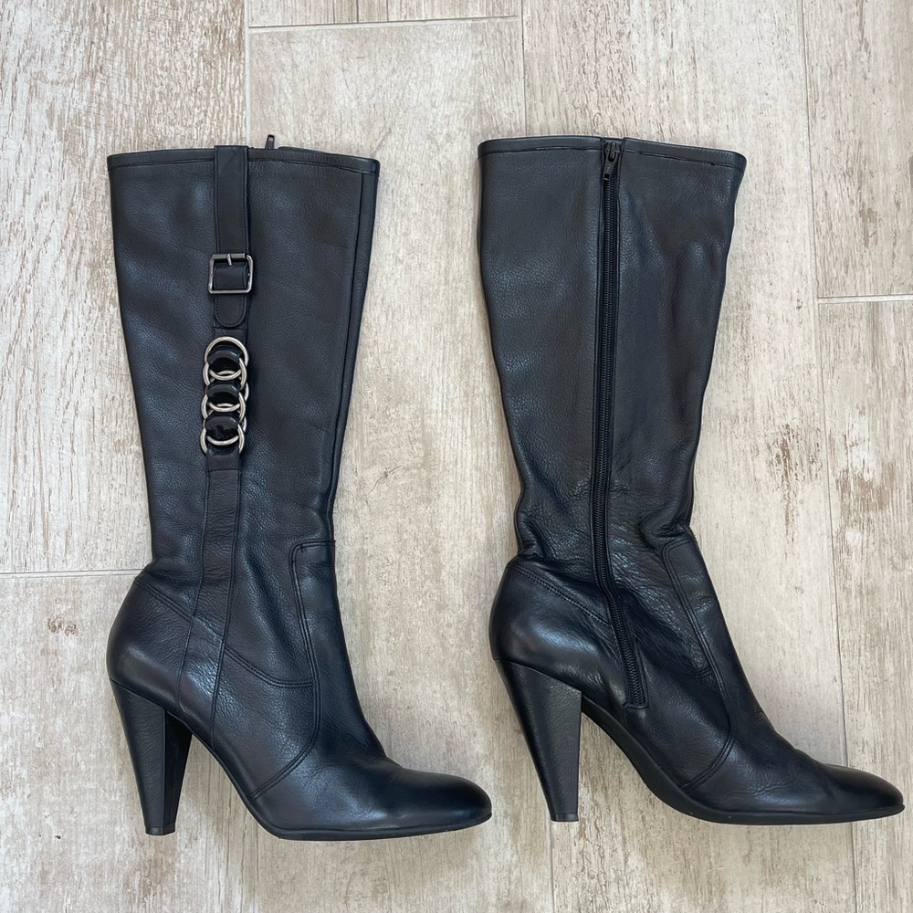Antonio Melani Black Leather Heeled Boots
